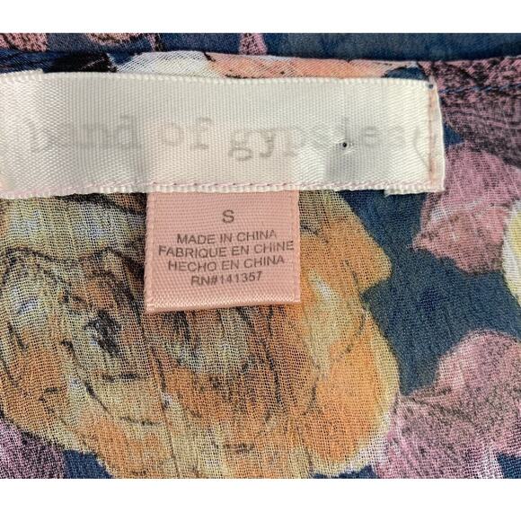 Womens Kimono Duster Sheer Blue Pink Floral Open Front Size Small Boho Fairy - Picture 4 of 7